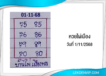 หวยบ้านไผ่เมืองพล งวดวันที่ 1/11/2568
