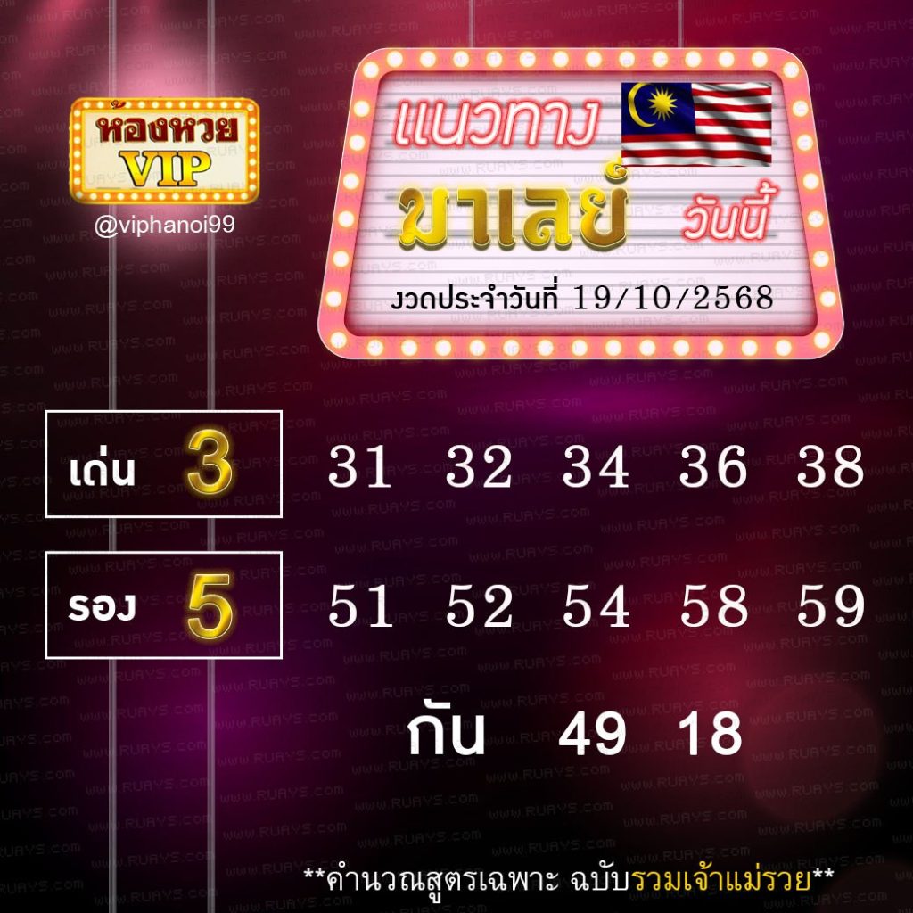 แนวทางหวยมาเลย์ ห้องวีไอพี