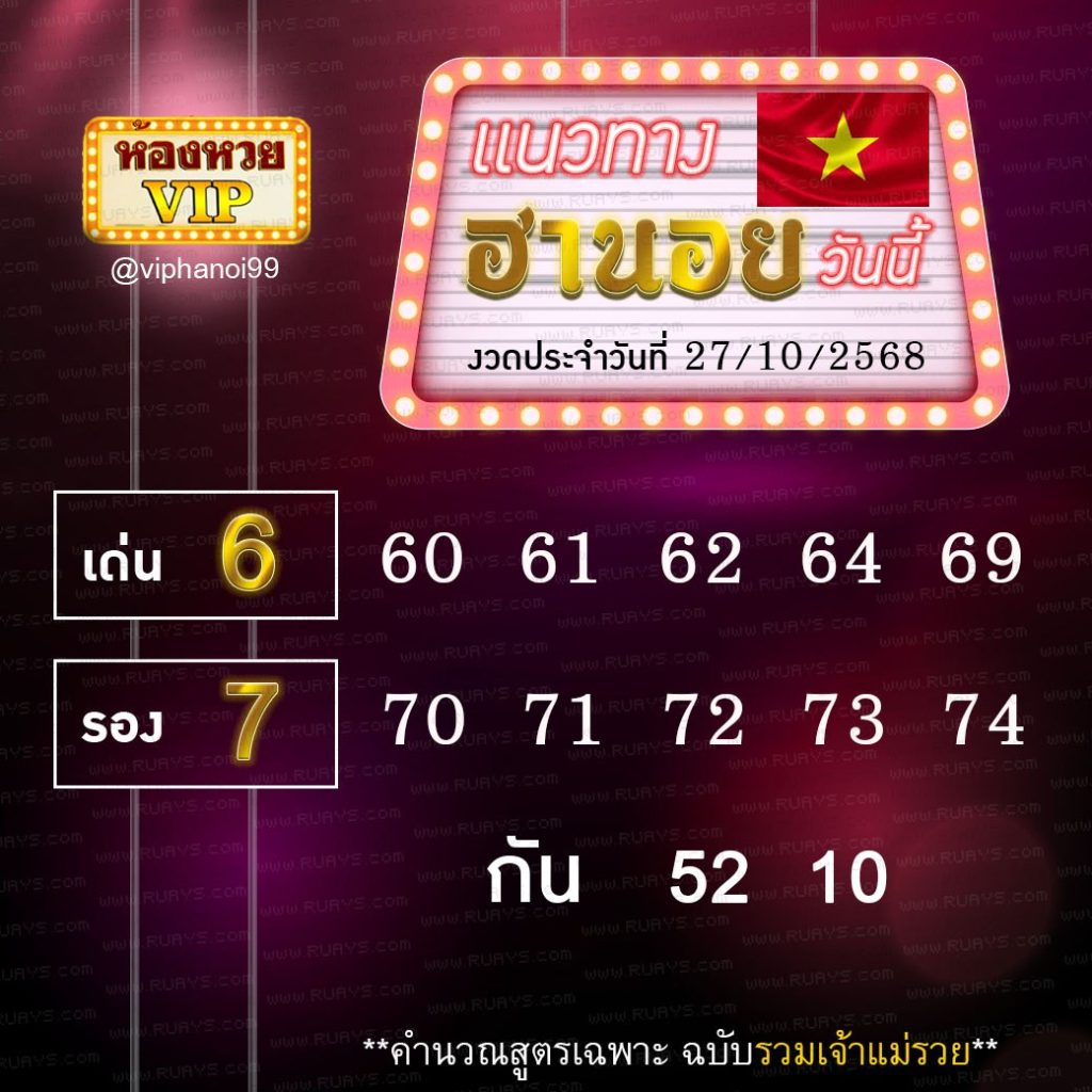 แนวทางหวยฮานอย ห้องวีไอพี